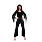 Vintage 70s Fringed Pant Suit Black w/Gold Embroidery by Climax / S