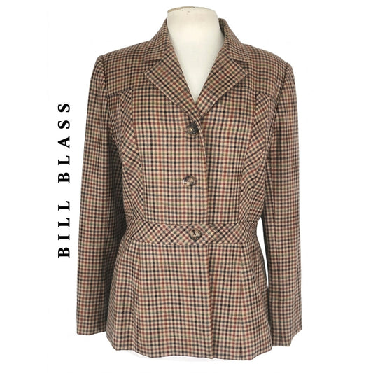 Vintage 1970s Bill Blass Wool Blazer Houndstooth Wool Jacket Neiman Marcus / L
