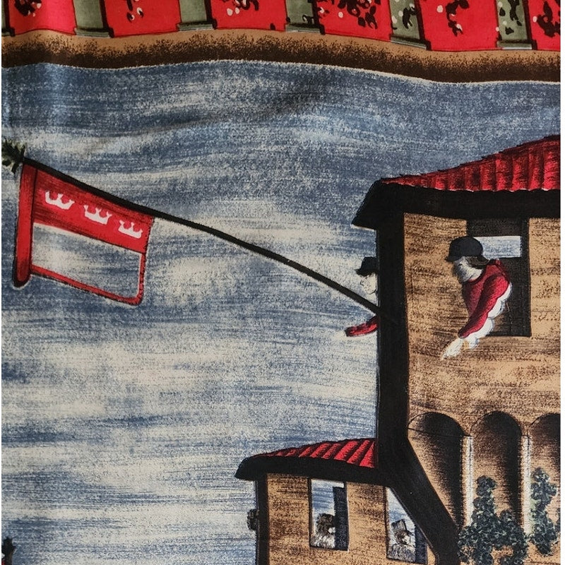 Vintage 40s Silk Scarf Italian Renaissance Painting Venice Port Ships Carpaccio Marshall Field