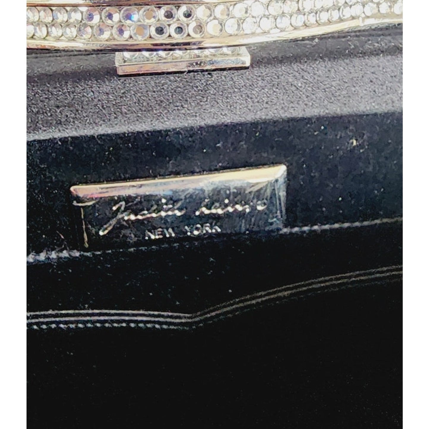 Vintage Judith Leiber Bag Black Satin w/ Crystal Handle