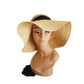 Vintage 90s Straw Summer Hat Badgley Mischka Floppy w/Black Scarf