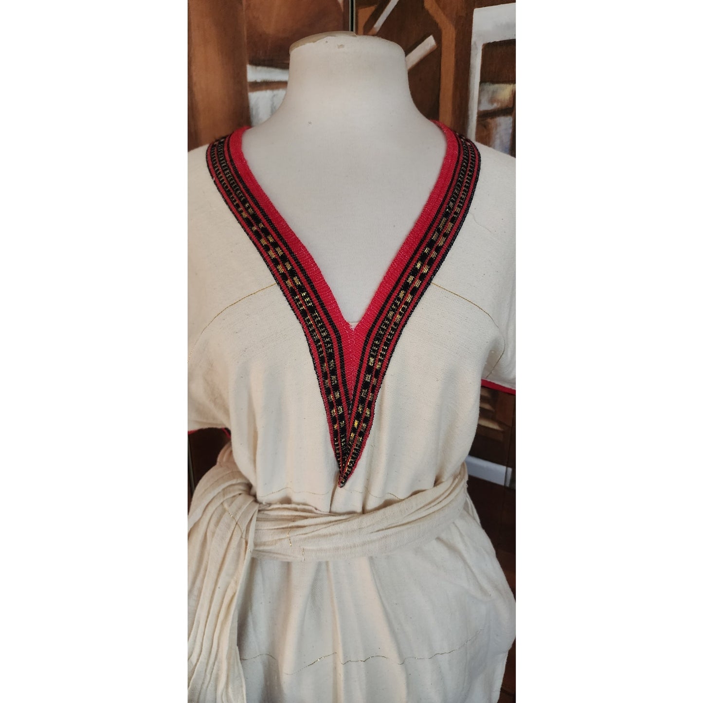 Vintage Handmade Ethiopian Eritrean Habesha Dress + Scarf Traditional Folk Ethnic Costume