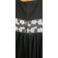Vintage 1950s Patio Dress Black + White Embroidery Spaghetti Straps / S