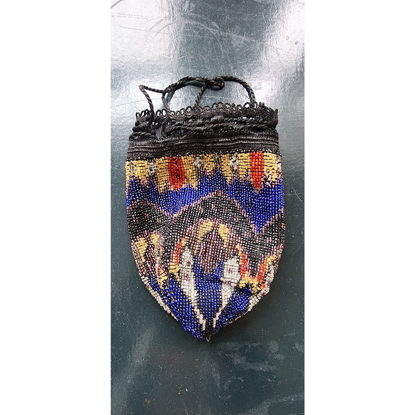 Antique 1920s Beaded Bag Vintage Art Deco Purse Drawstring Flapper Reticule