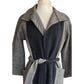 Vintage 90s Gray Wool Coat w/Sash Tie Belt Zigzag Pattern