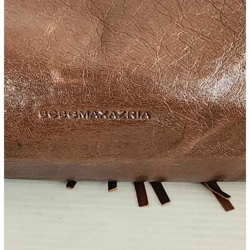Vintage 2000s BCBG Brown Leather Shoulder Bag w/Fringe