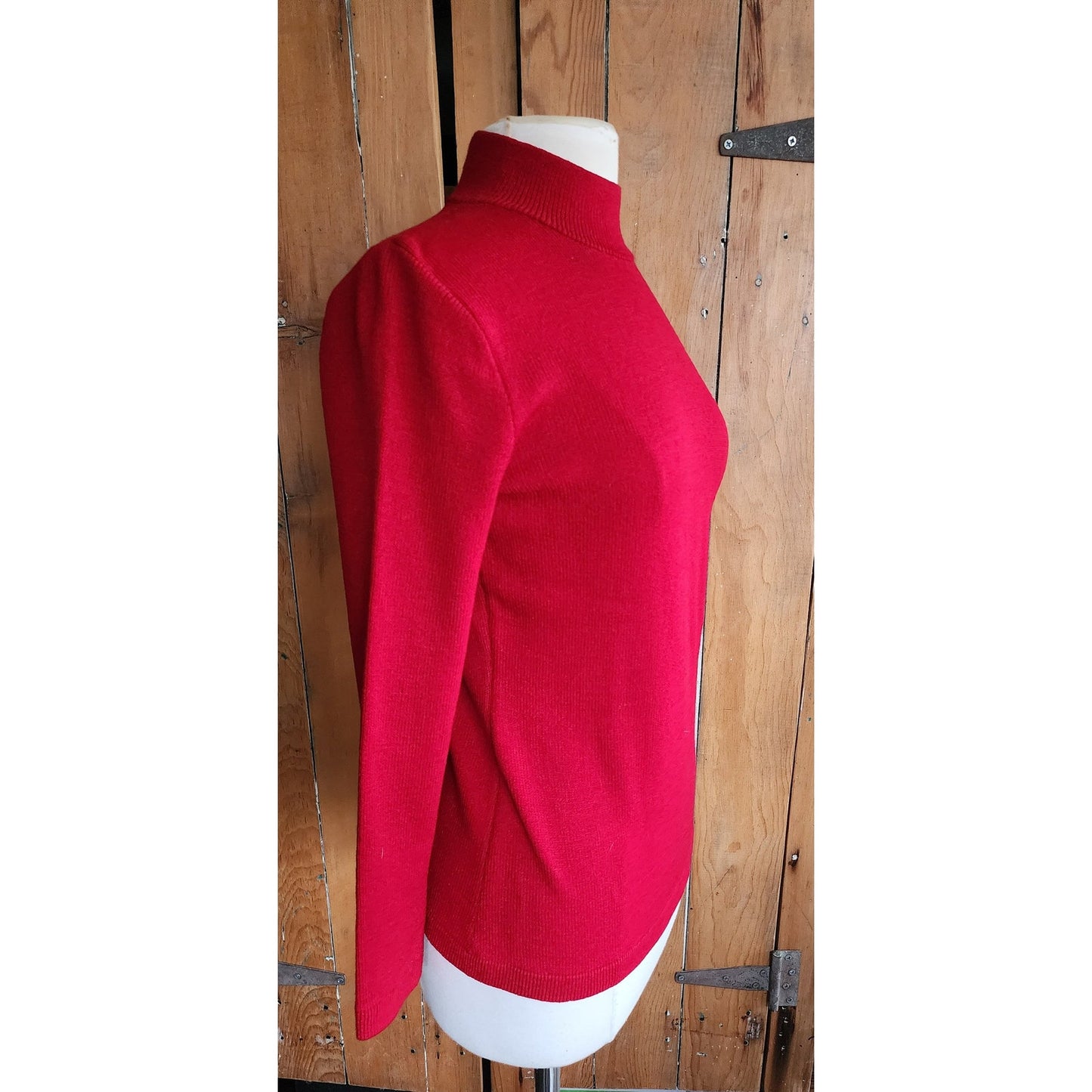 Vintage 90s Red Sweater St John Knit Turtleneck