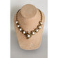 1960s Choker Necklace White Milk Glass & Gold Baroque Style