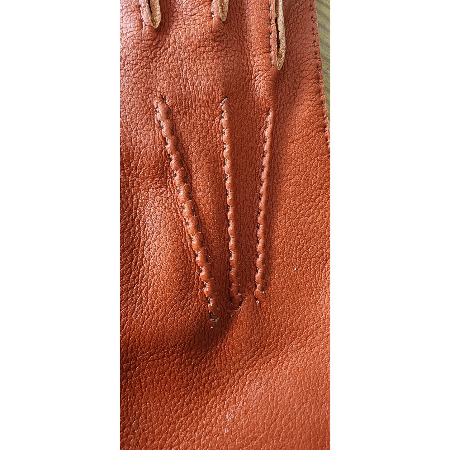 Vintage MEROLA Gloves Orange Leather Ladies 7 Made in Italy