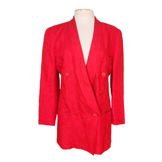 80s Red Blazer Power Shoulders Jacket Michi Moon Sanyo