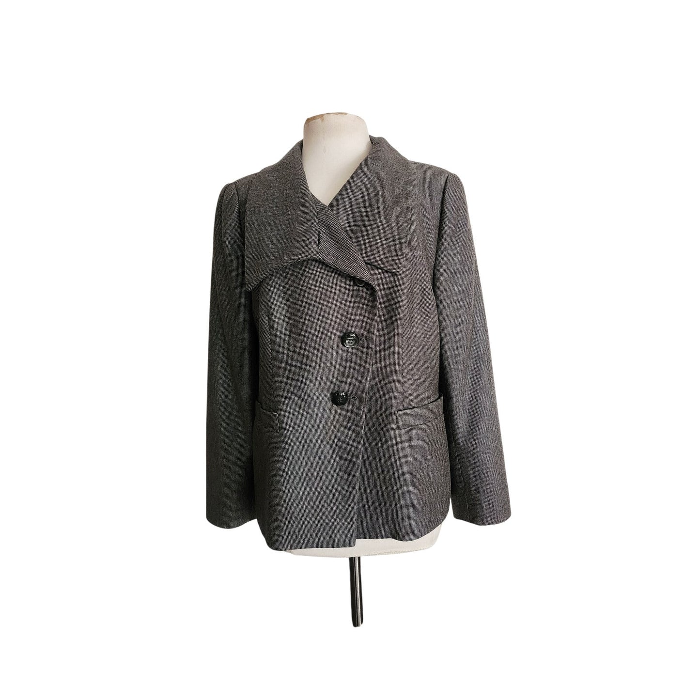 2010 Armani Collezioni Blazer Gray Microgrid Wool High Collar / L