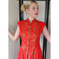 50s Tiki Play Suit Red Cotton Print Tunic + Top by Nani of Hawaii