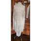 Vintage Cream Crochet Lace Piano Shawl Oversized Macrame Silk Ribbon Wrap Fringed