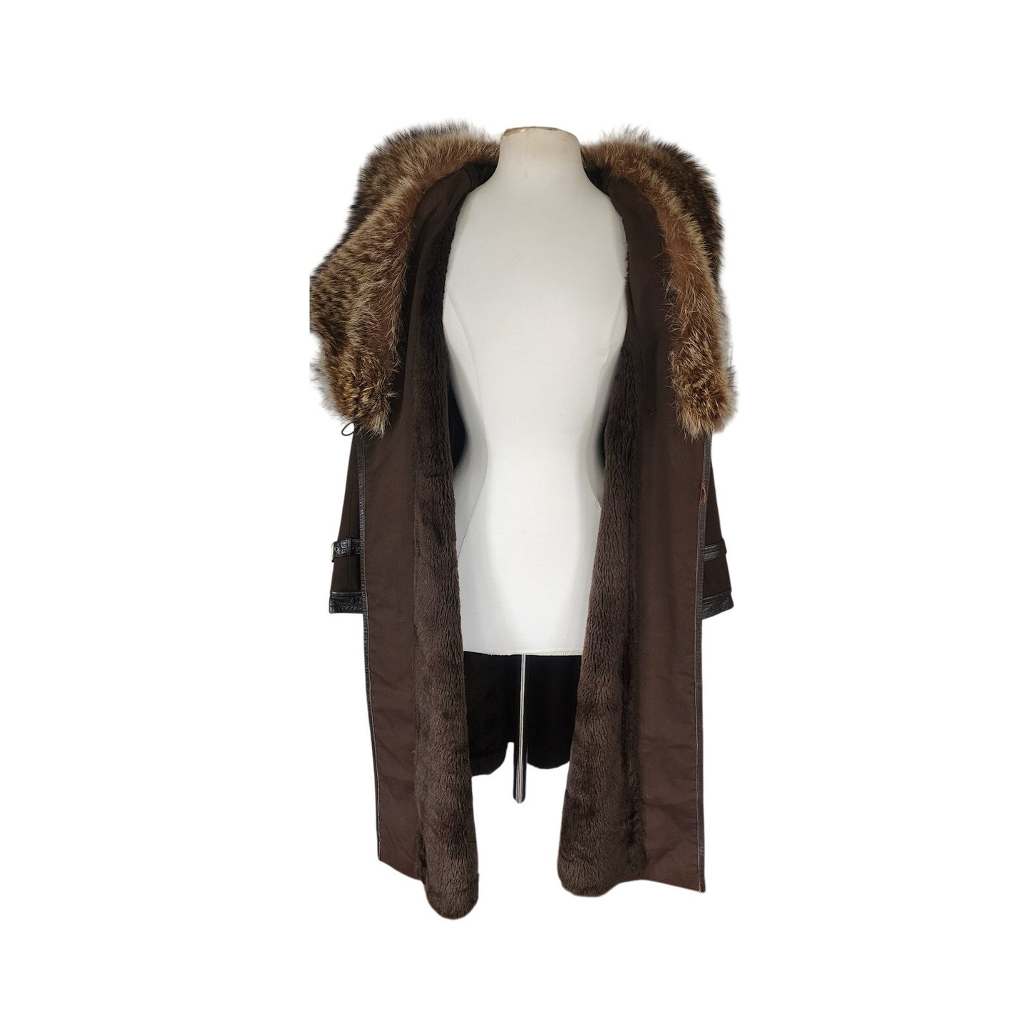 Vintage 70s SILLS A Bonnie Cashin Design Brown Leather Raccoon Fur Coat