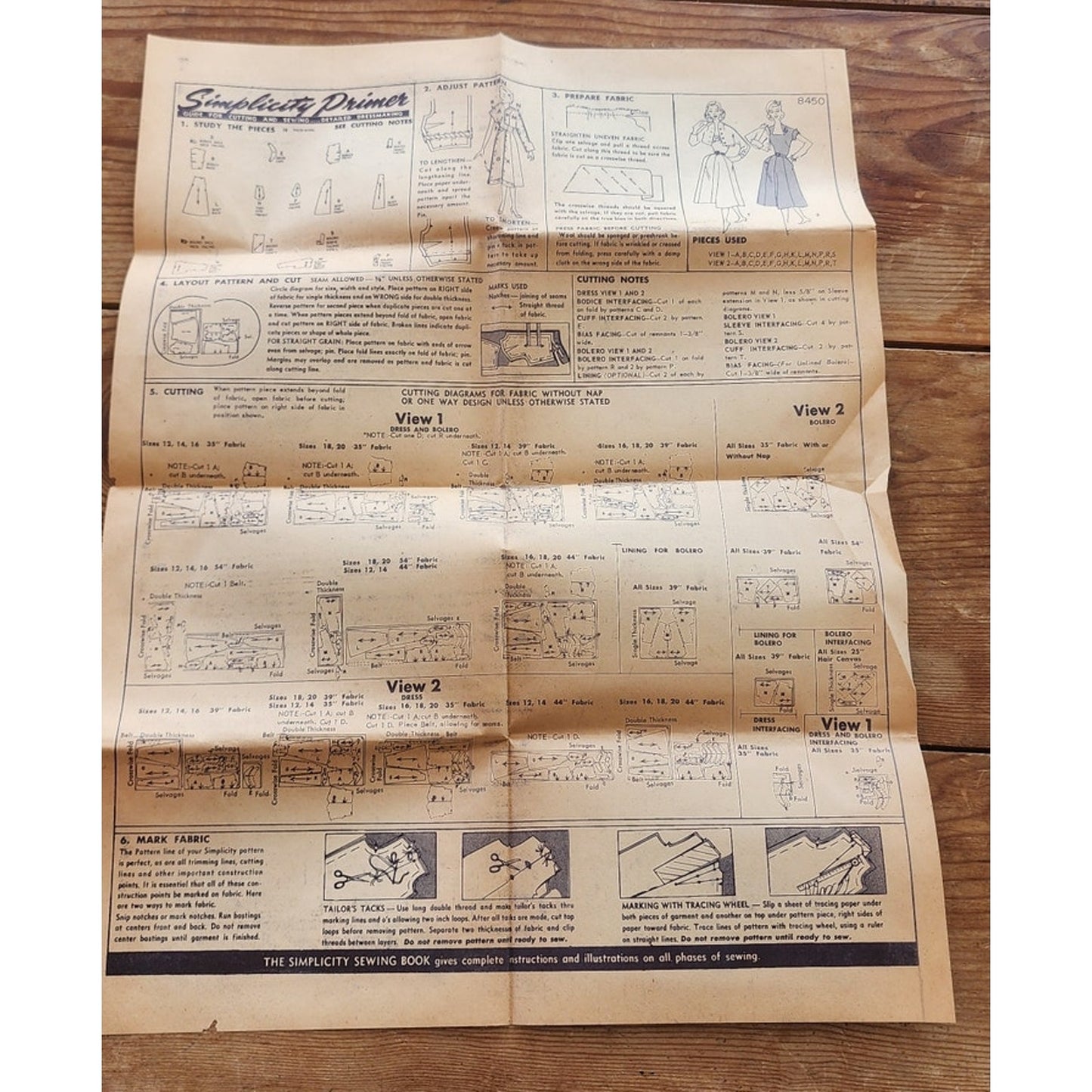 Vintage 1950s Sewing Pattern ORIGINAL: Dress + Bolero Jacket Simplicity 8450 Bust 34