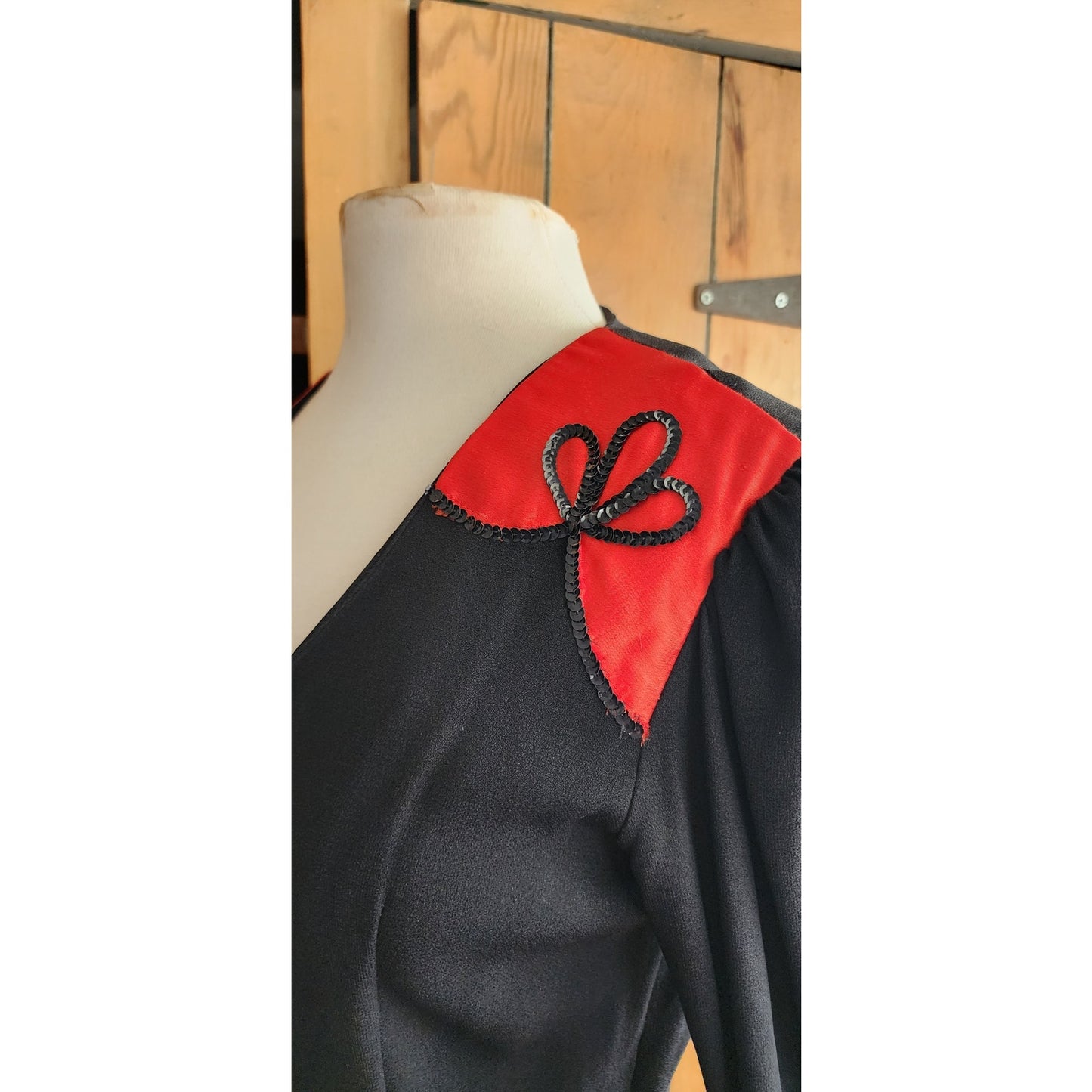 Vintage 70s Black & Red Dress 40s Retro Style