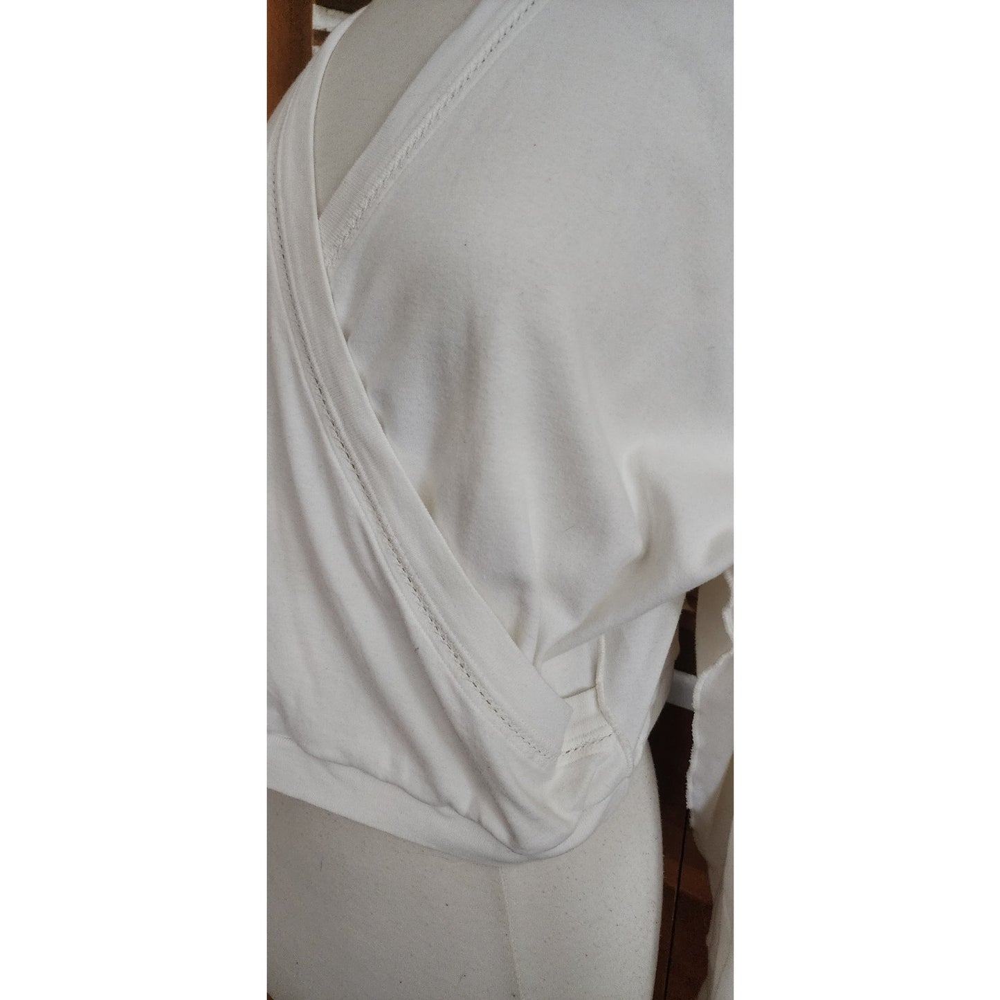 Sonia Rykiel Vintage White Wrap Knit Top Sweater M | Dolman Sleeve V-Neck