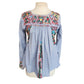 Vintage 1970s Oaxaca Mexico Shirt Peasant Blouse  Embroidered Folk Art