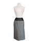 Vintage 80s Guy Laroche Boutique Pencil Skirt Gray Wool Tweed Black Leather Small