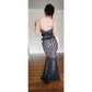 SELF PORTRAIT Evening Dress Aaliyah Organza Ruffled Black Guipure Lace Gown Spaghetti Straps