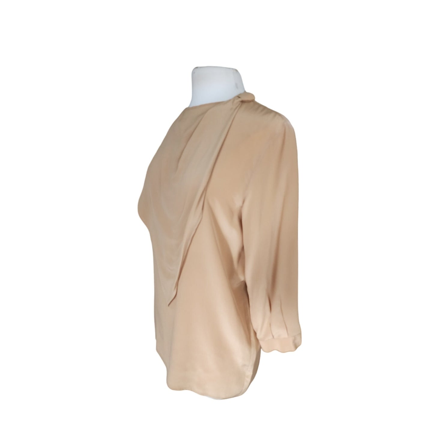 Vintage 1990s Beige Silk Blouse w/Scarf Panel Armani Collezioni / S