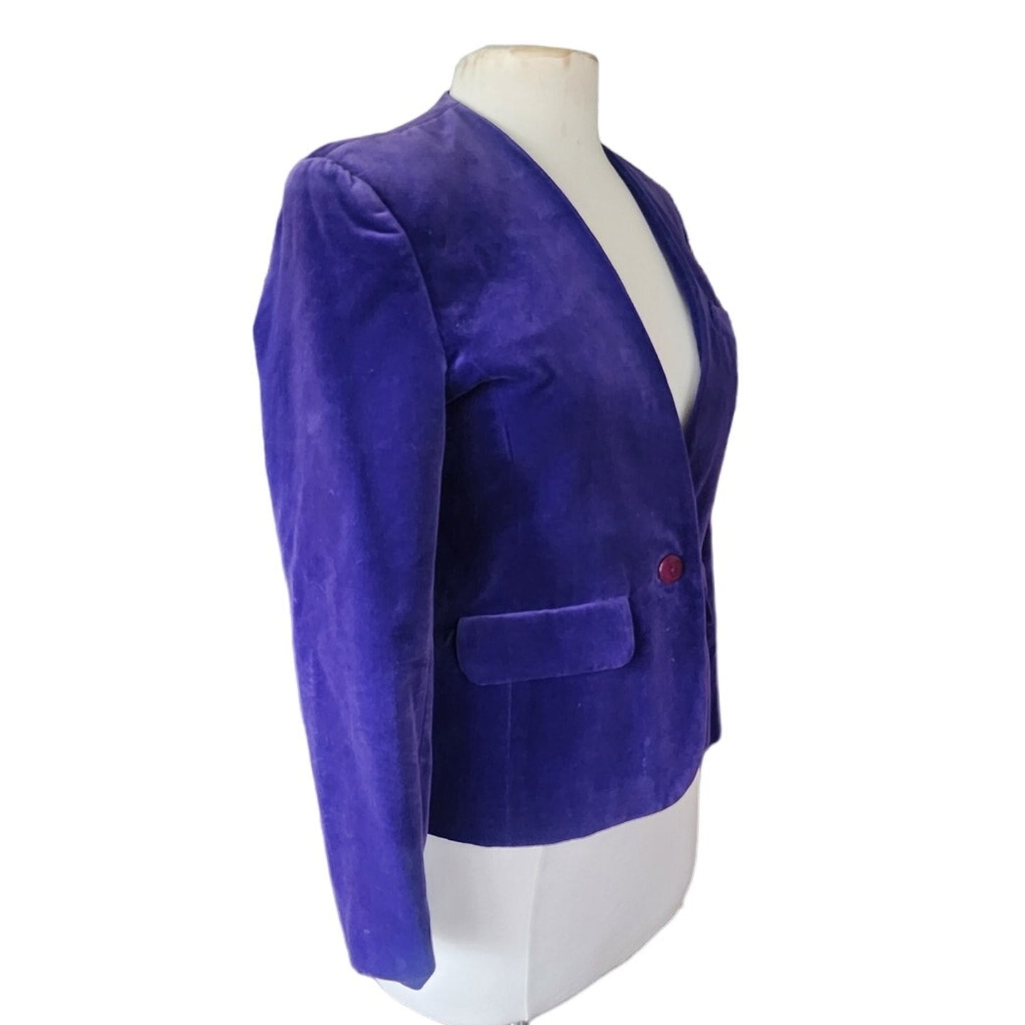 Vintage 80s Purple Velvet Blazer Fitted Jacket Daniel Niveau