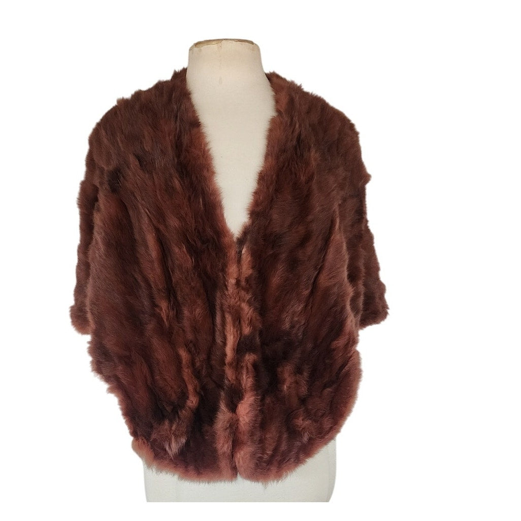 Vintage 40s Fur Wrap Stole Brown Russian Squirrel