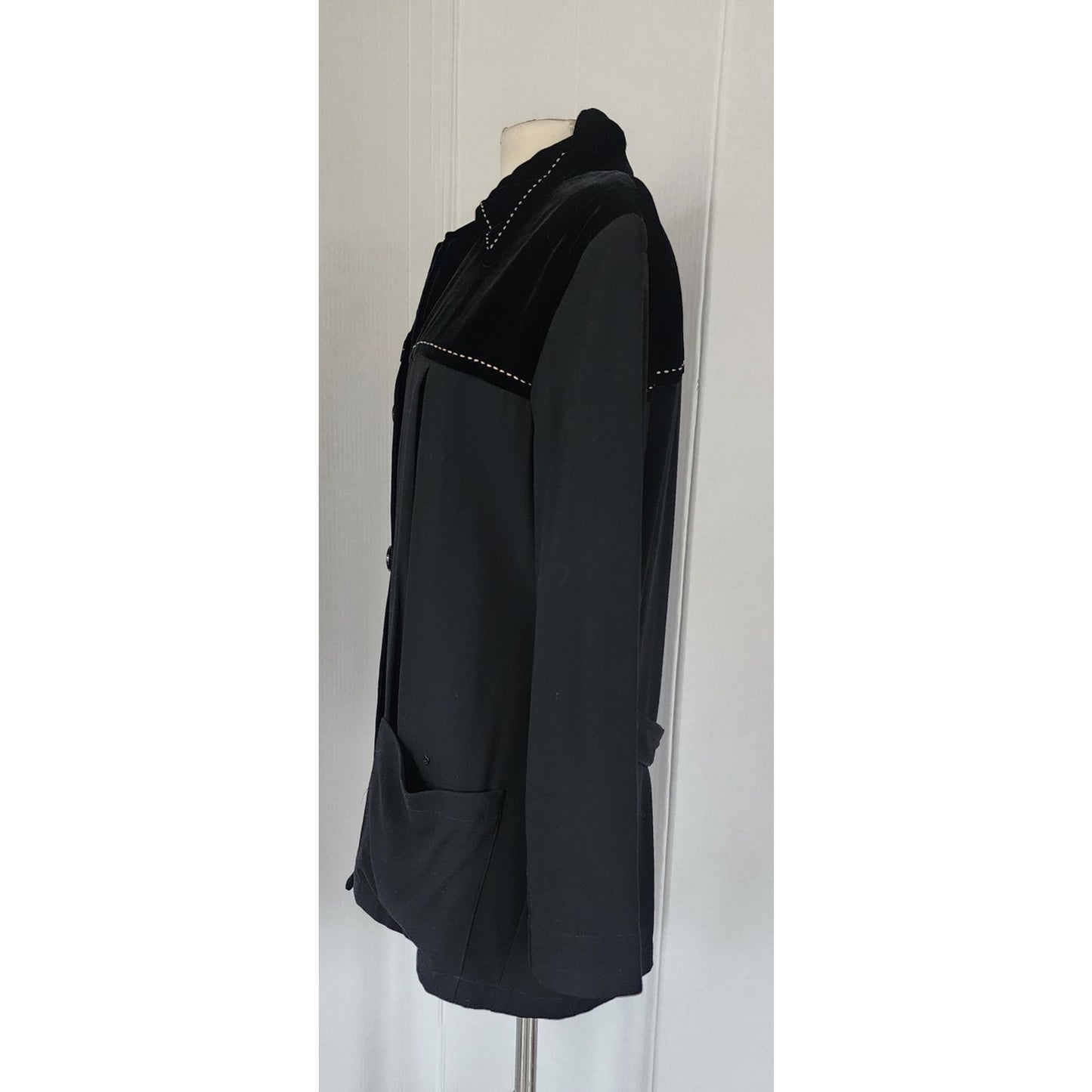 Vintage 40s Style  Black Jacket Velvet Blazer 90s Zelda