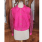 Vintage 90s Pink Silk Jacket Sheer Sleeves Flower Buttons Victoria March Chicago Designer