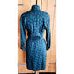 Vintage 80s Liz Claiborne Button Down Dress Green Blue Print