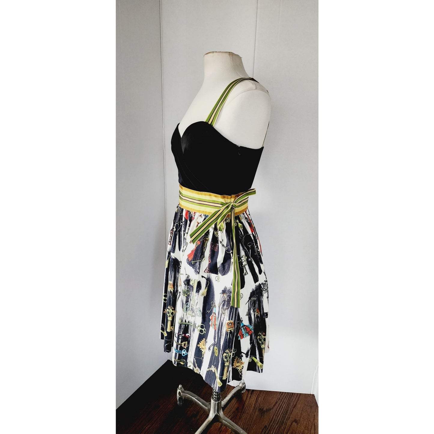 Diane Von Furstenberg Party Dress Printed Cotton Lock & Key Caran NWT