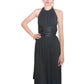 Vintage 70s Donald Brooks Eveing Dress Black Silk Jersey Halter Maxi Gown