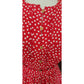 Vintage 1980s Sonia Rykiel Dress Red Polka Dot Rayon Short Sleeved Midi w/Belt