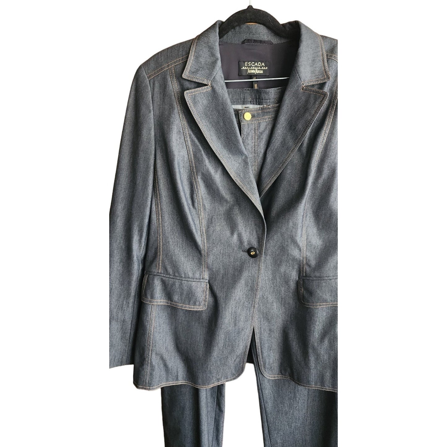 Vintage Y2K Escada Pant Suit Dark Wash Denim Neiman Marcus