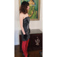 Vintage 90s Black Leather Strapless Dress Bodycon August Silk / S