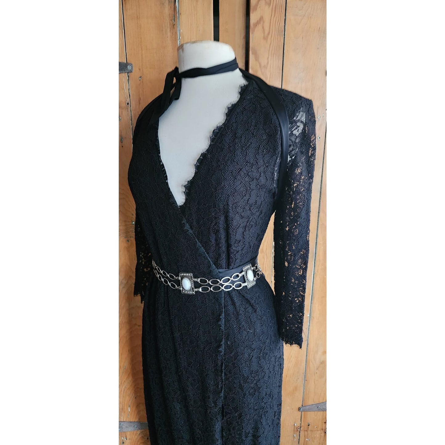 Vintage 60s Chain Belt Silver Link White Enamel