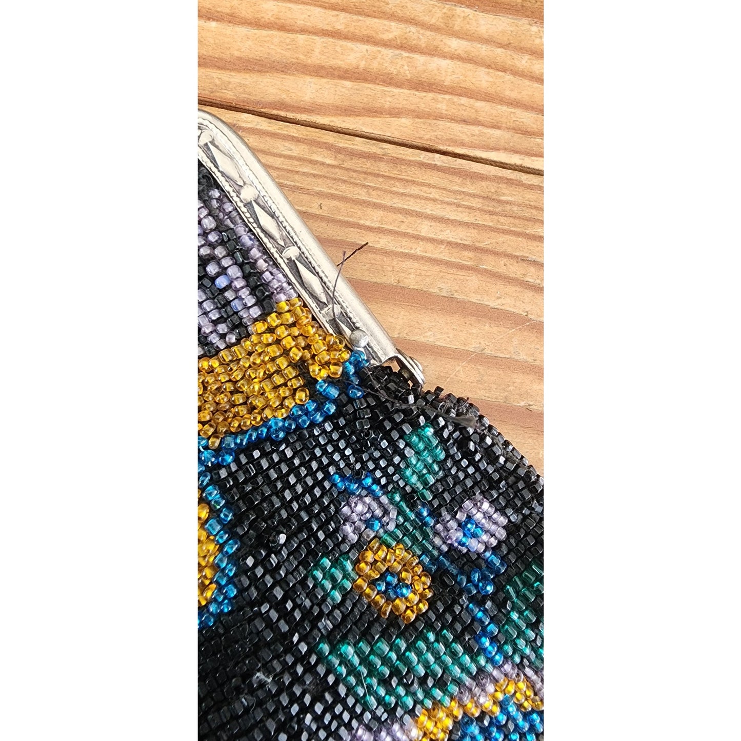 Antique Beaded Handbag Made in Germany Edwardian Microbeading