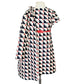 Vintage 60s Mod Dress Suit / Coat Set Geometric Print Navy Blue Red White