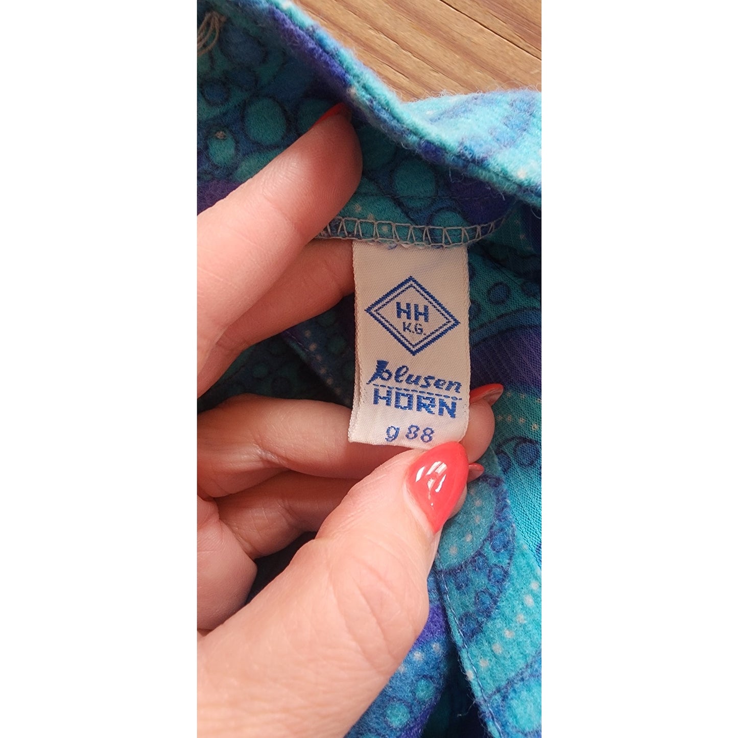 RARE 60s Vintage Blusen Horn German Designer Psychedelic Paisley Mod Tunic Top Blue Purple