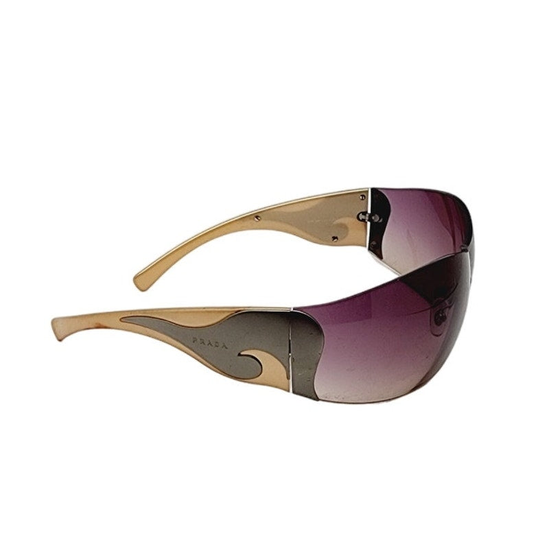 Vintage Prada Chrome Wave Brown Sunglasses Polarized SS 2004 SPR 58F