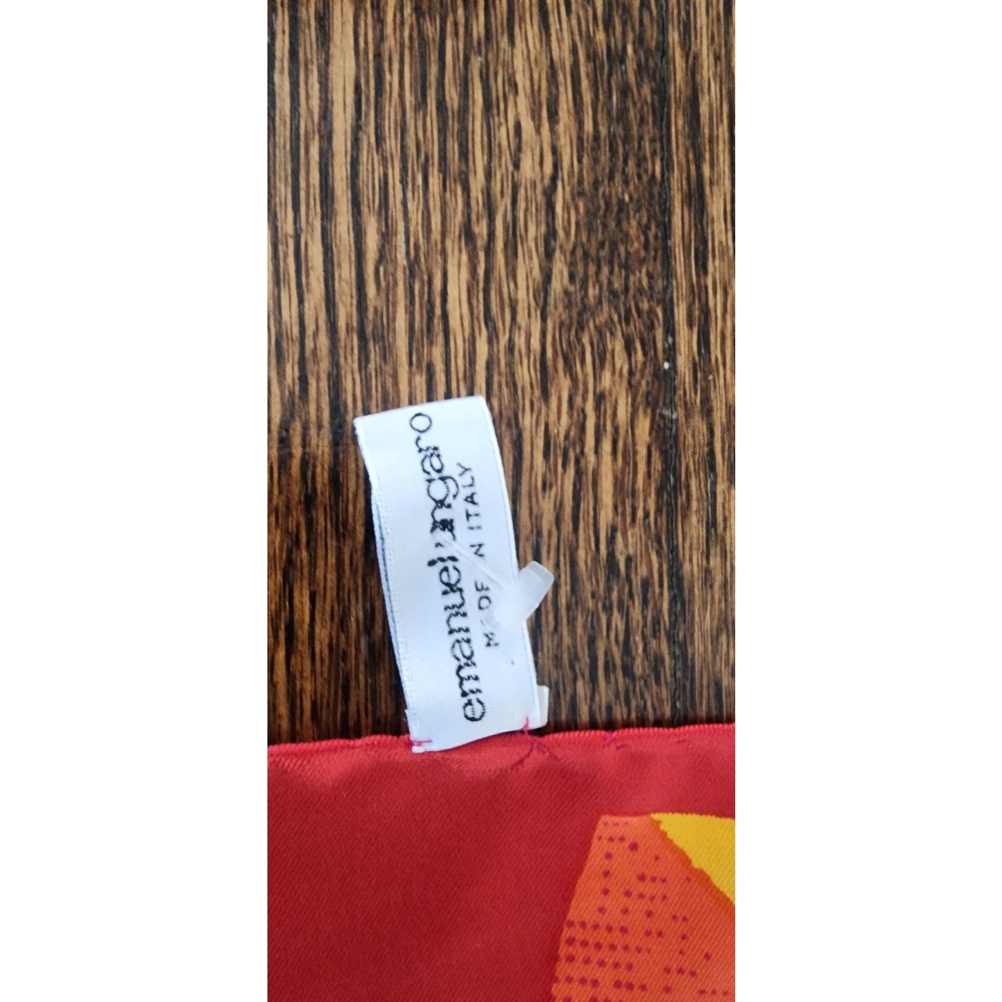 Vintage Emanuel Ungaro Silk Scarf Red Yellow Floral Argyle Print Square Made In Italy