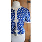 Vintage 80s Graphic Blouse w/Bows Blue & White Petites for Maggy