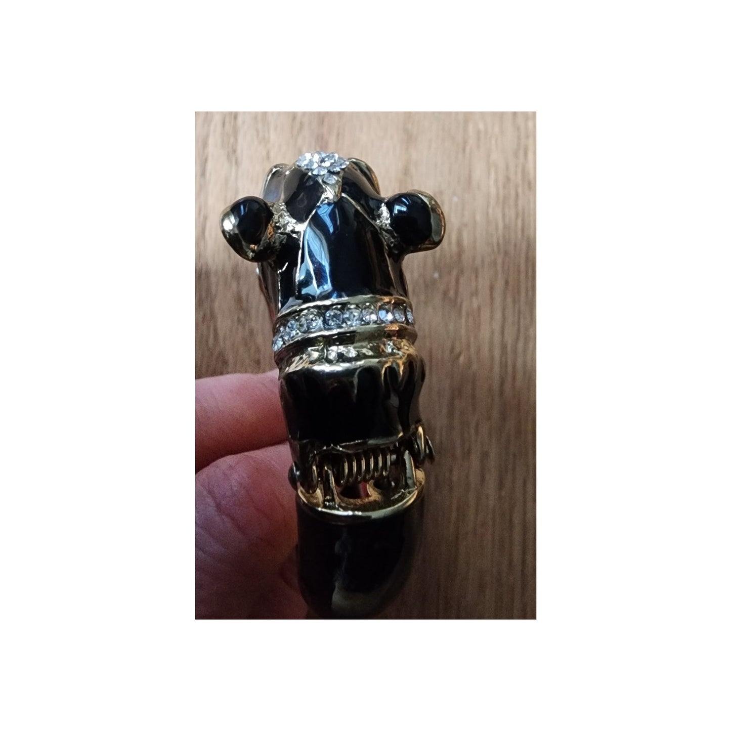 Vintage Black Panther Enamel Bracelet Art Deco Erte Style