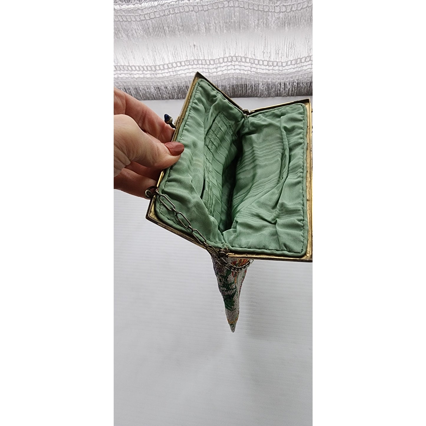 Antique 20s Beaded Bag Floral Pattern Art Nouveau