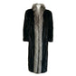 Vintage 80s Ranch Mink Black Fur Coat Long Silver Fox Tuxedo Collar Maxi