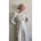 Vintage 1940s Wedding Dress Ivory Damask Long Sleeves by LaRose / Small