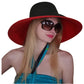 Vintage 1980s Kokin Hat Wide Brim Sun Straw Fuchsia Red Black Summer Oversized