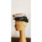 Vintage 1940s Tilt Top Boater Hat Black Straw & Pink Trim