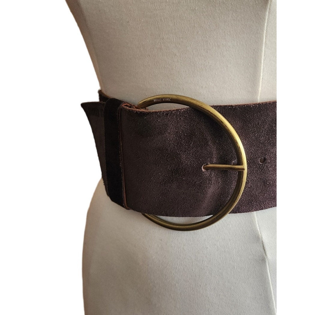 Miu Miu Wide Belt Brown Suede Size Small 2013