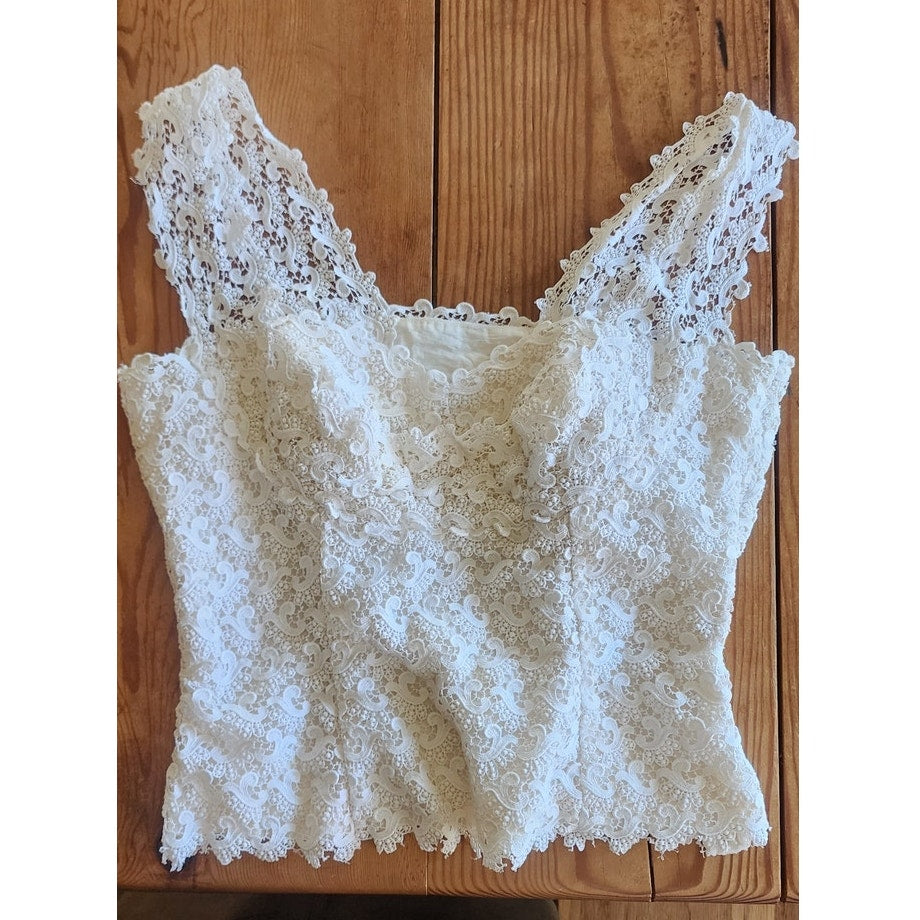 Vintage 50s White Lace Top Sleeveless Shell